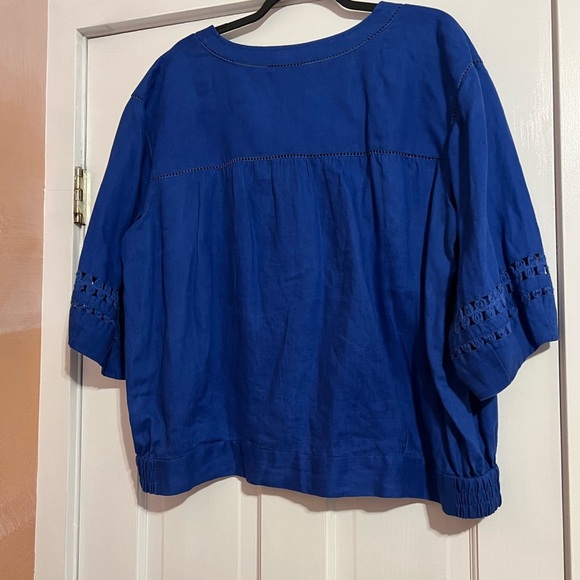 LAFAYETTE 148 NEW YORK • ROYAL BLUE • LINEN BLOUSE - Picture 4 of 4